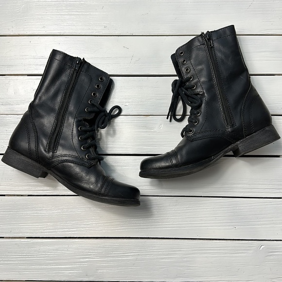 Steve Madden Troopa Combat Boots Black Leather size 6 - Picture 10 of 11